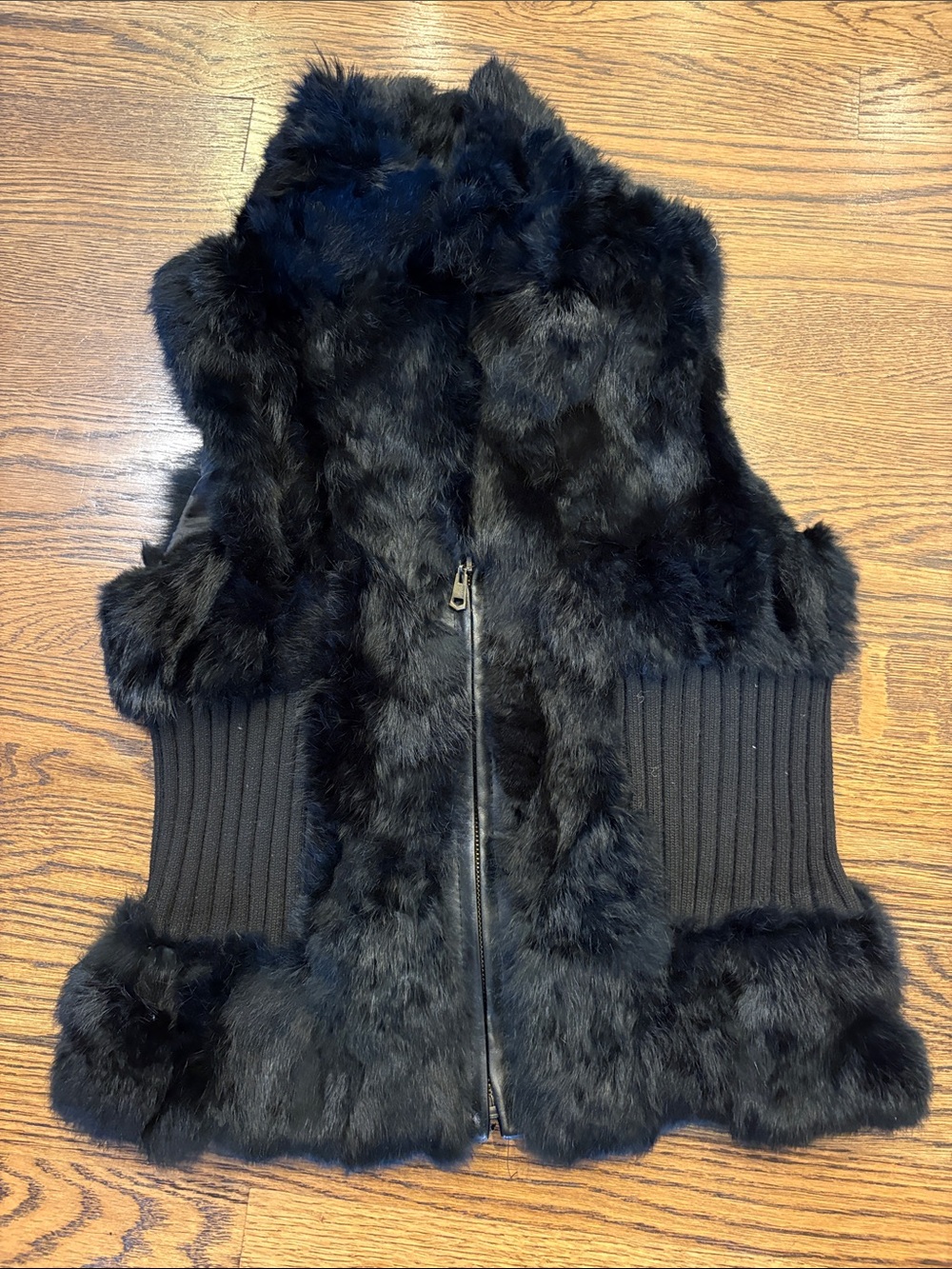 Jingpin Black Faux Fur Knit-Panel waistband Vest - Women, xS